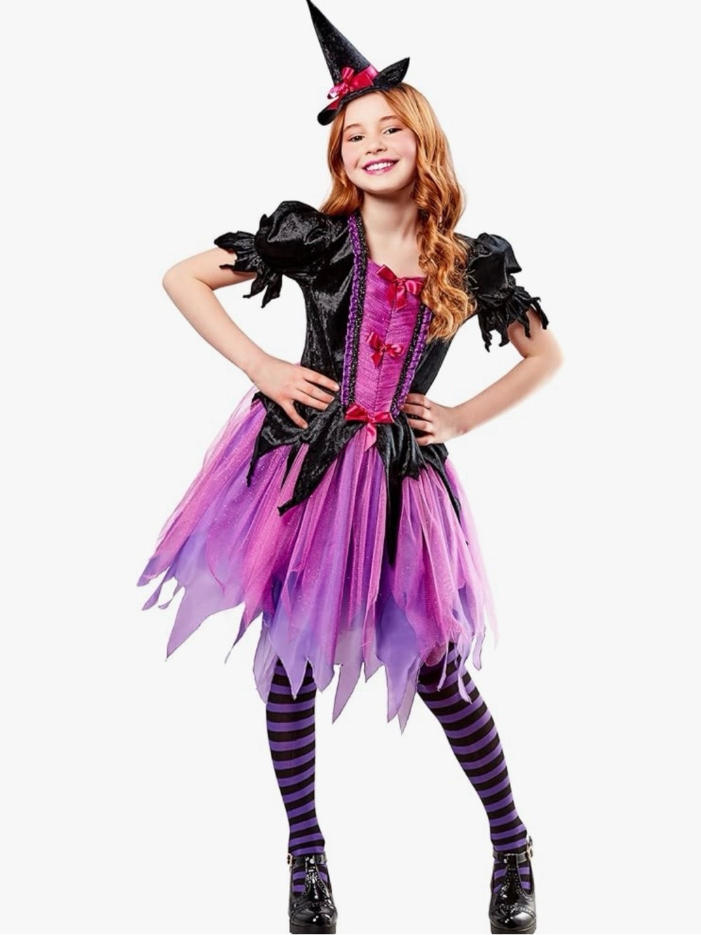 Purple Girls Witch Costume - Purple & Black